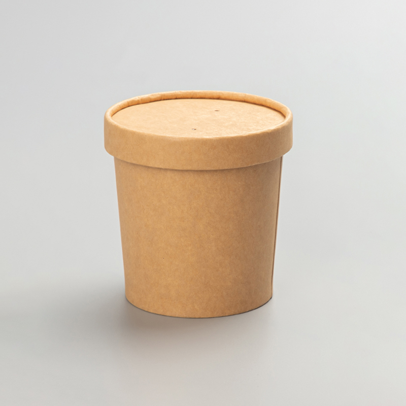 12oz Kraft Paper Soup Bucket with Paper Lid