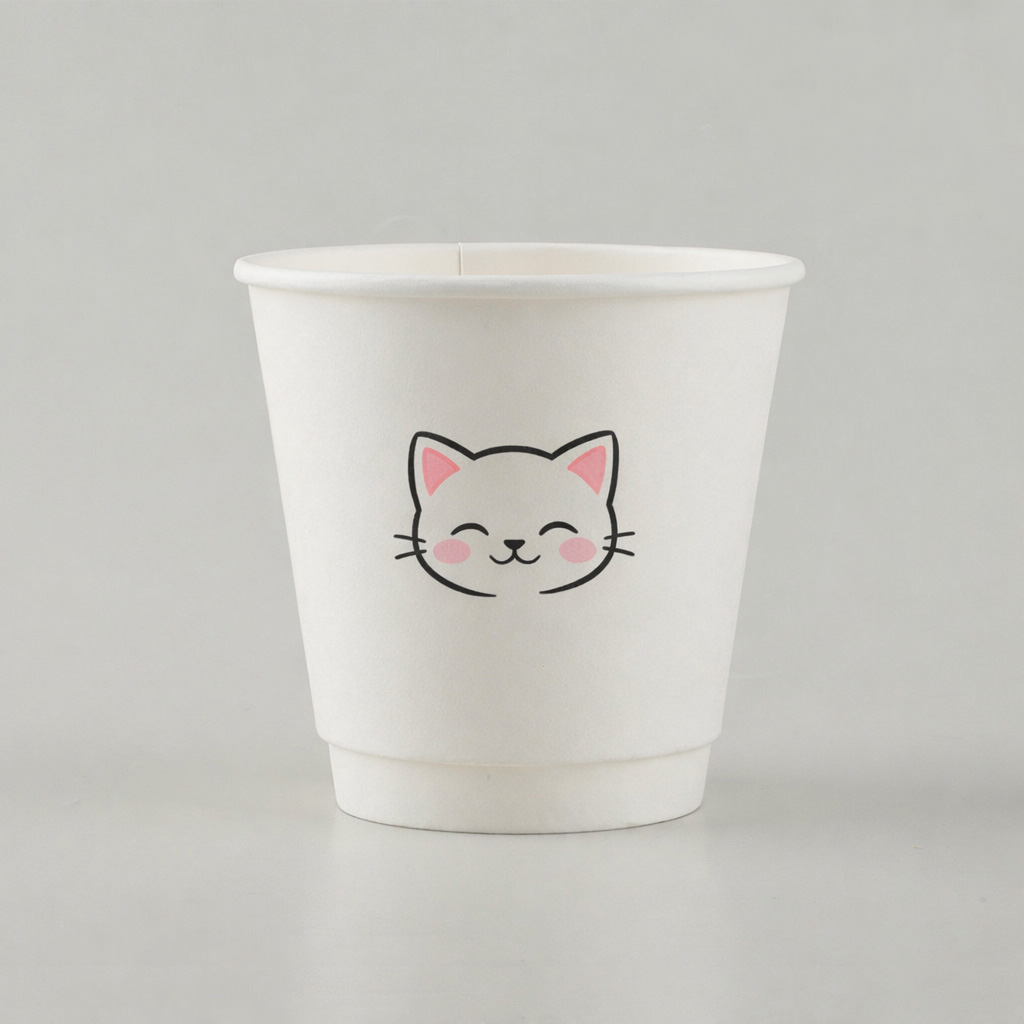 Custom 8oz 90mm Kitten Pattern Paper Cup, 300ml