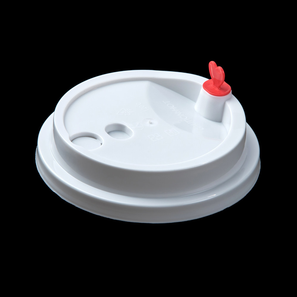 90mm white cup lid with red heart plug
