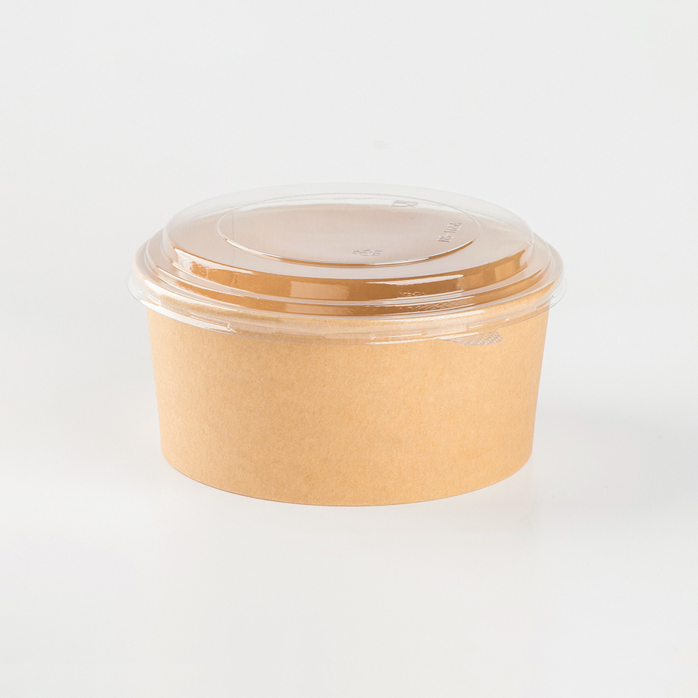 1300ML-165 Kraft Paper Bowl Base + Clear PET Lid