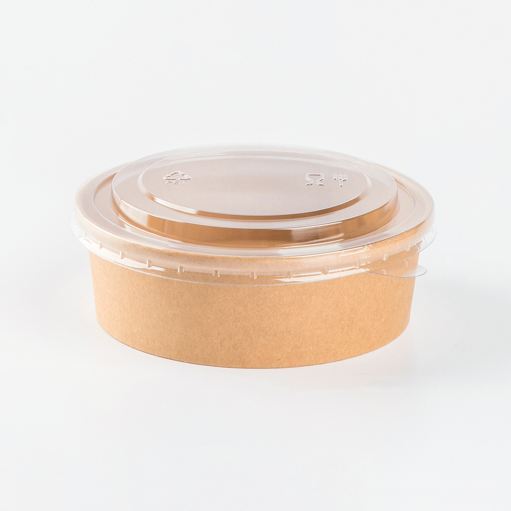 1500ML-185 Kraft Paper Bowl Base + Clear PET Lid