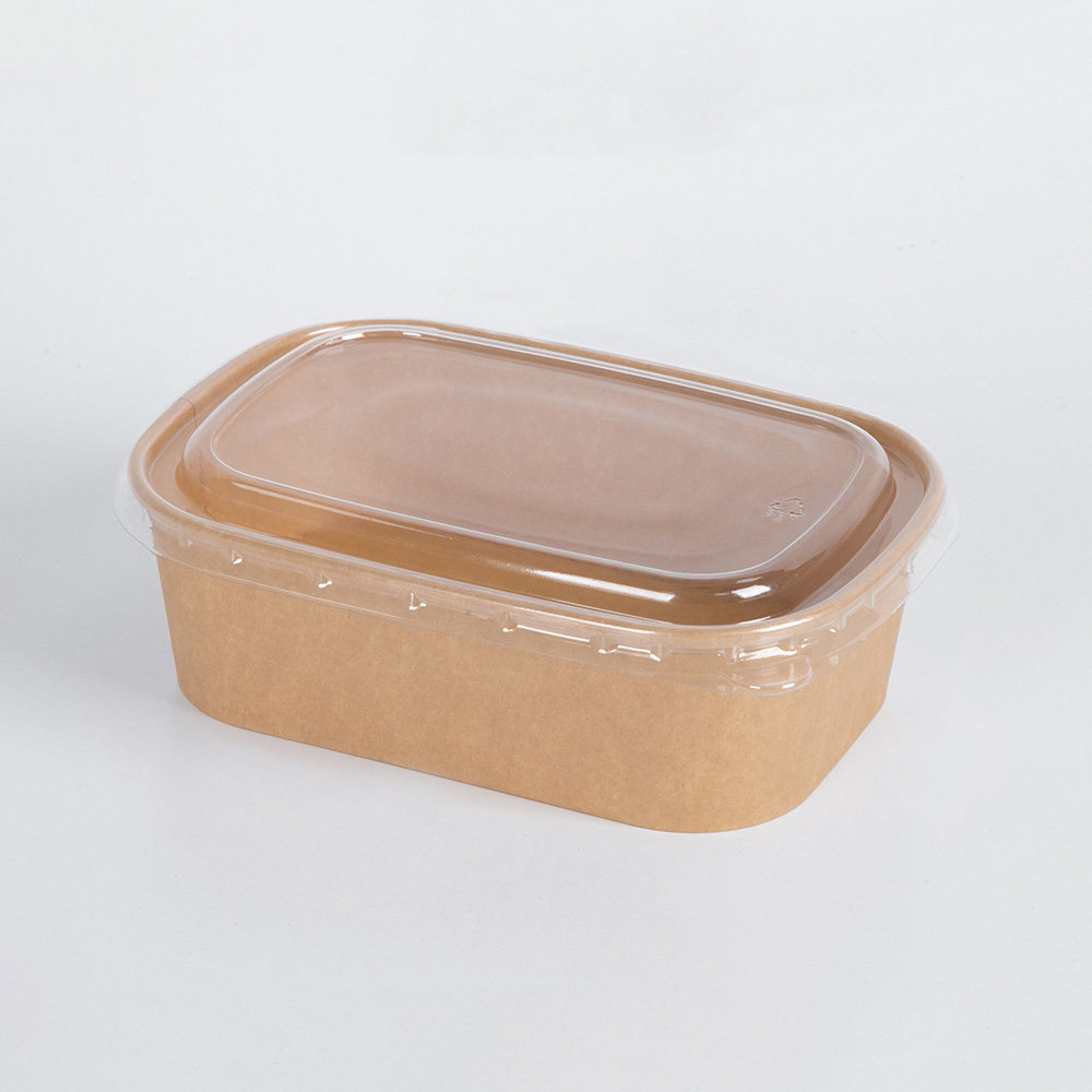 1300ml Kraft Paper Square Box with PET Lid