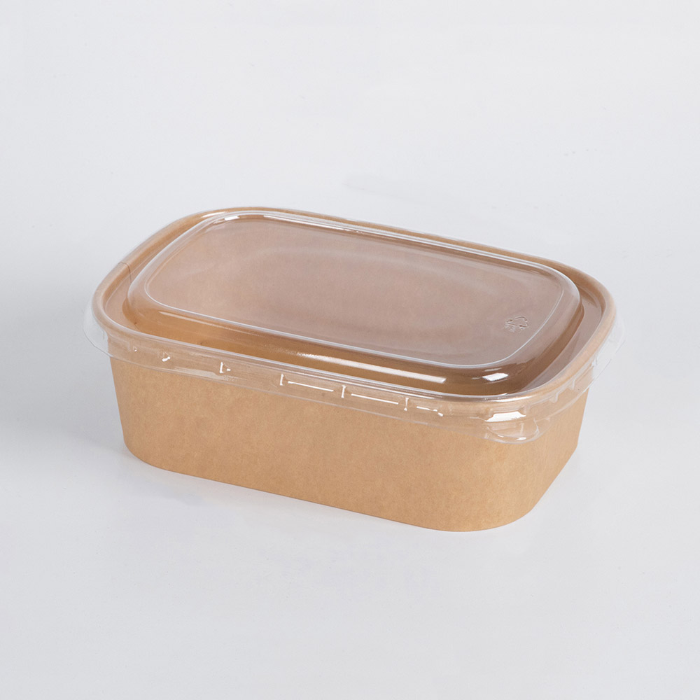 1100ml Kraft Paper Square Box with PET Lid