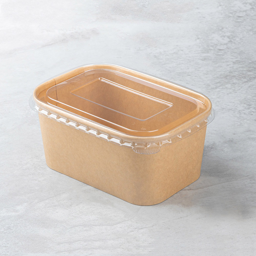1000ml Kraft Paper Square Box with PET Lid