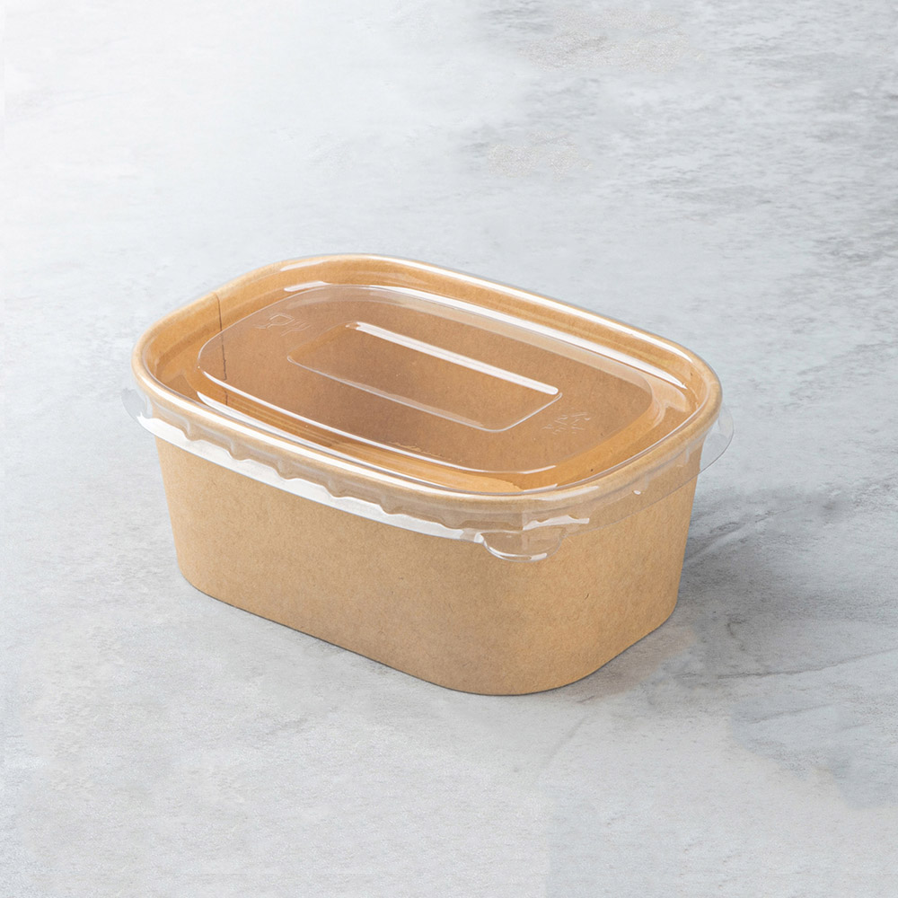 450ml Kraft Paper Square Box with PET Lid