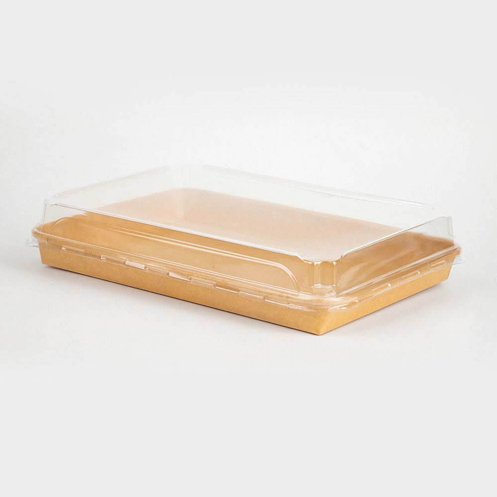 11#Kraft Paper Sushi Box with PET Lid