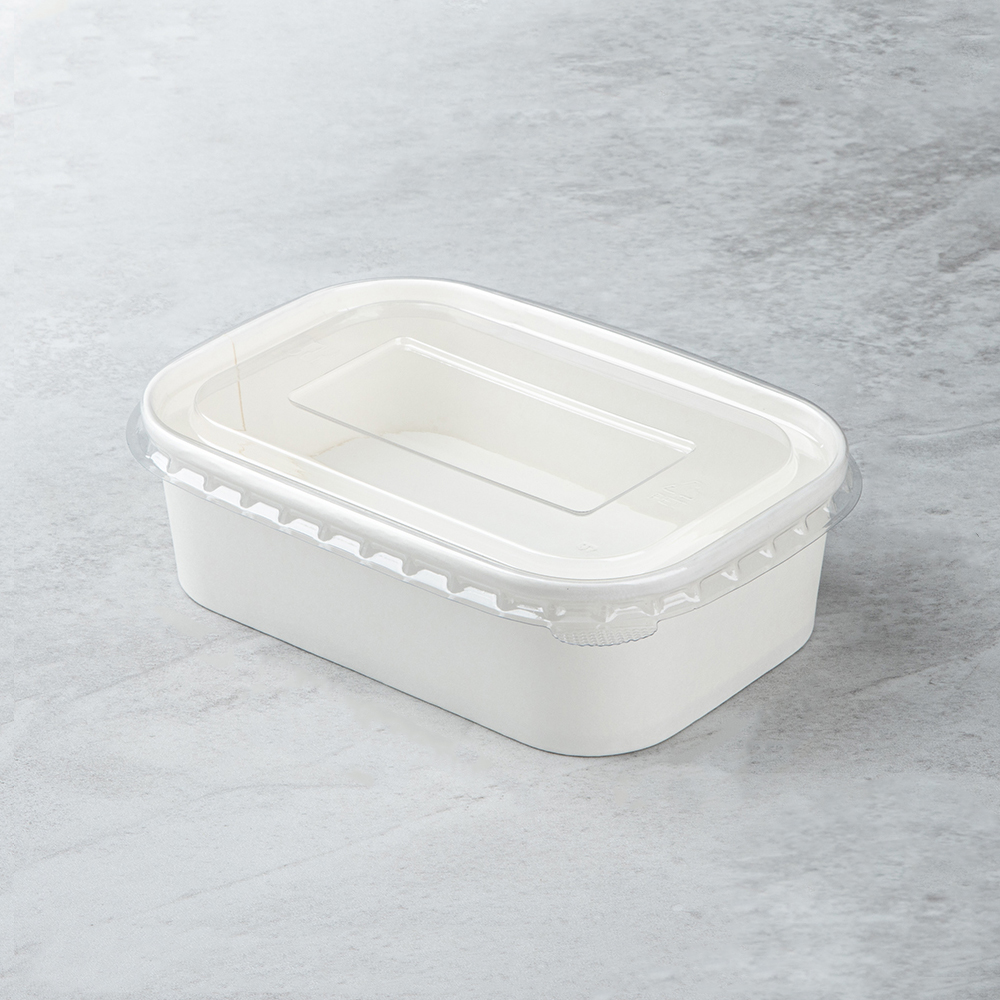 650ml White Cardboard Square Box with PET Lid