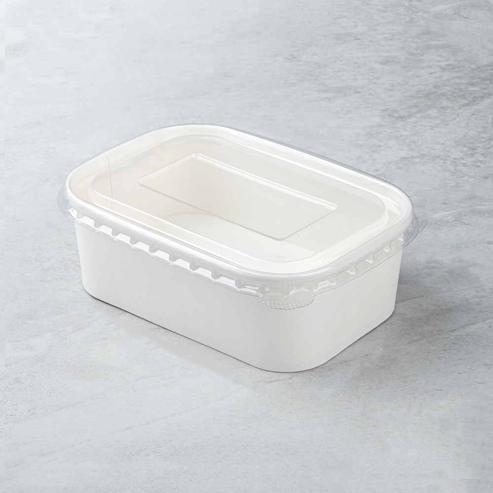 750ml White Cardboard Square Box with PET Lid