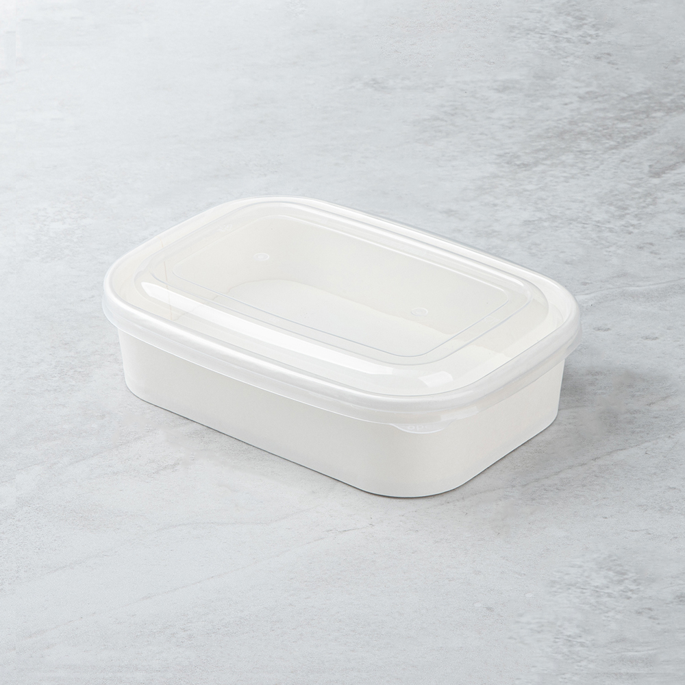 500ml White Cardboard Square Box with PP Lid