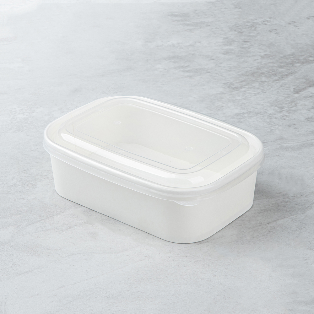650ml White Cardboard Square Box with PP Lid