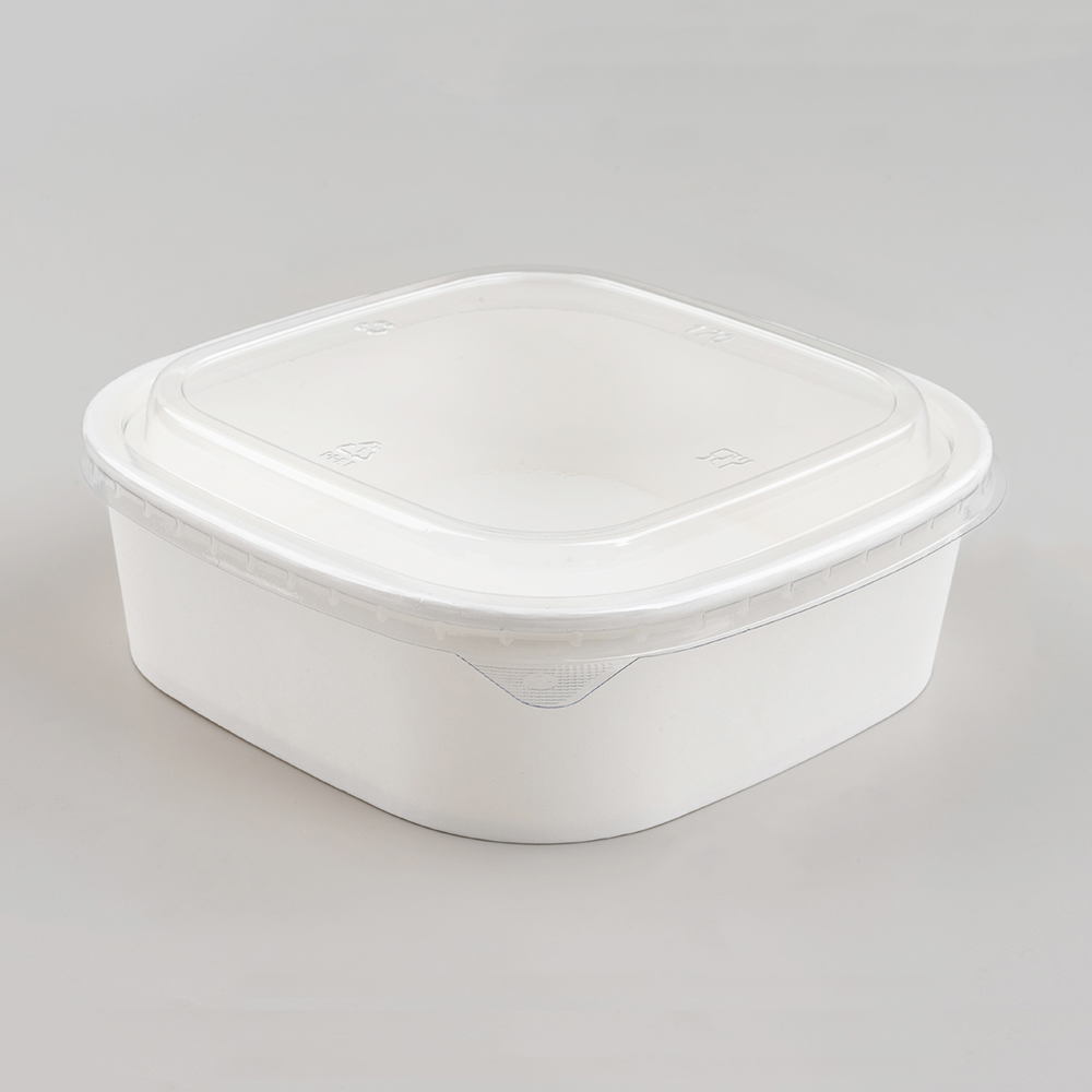 1000 Square White Cardboard Box with PET Lid