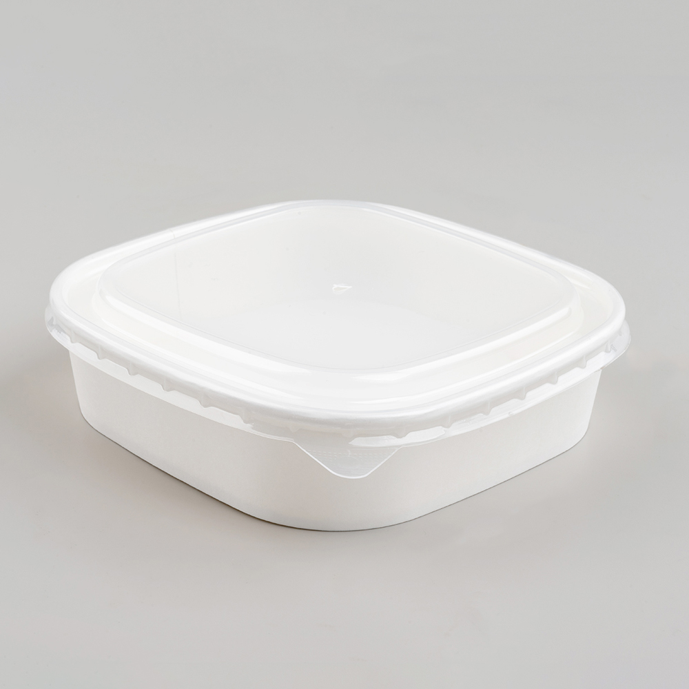 750ml Square White Cardboard Box with PP Lid
