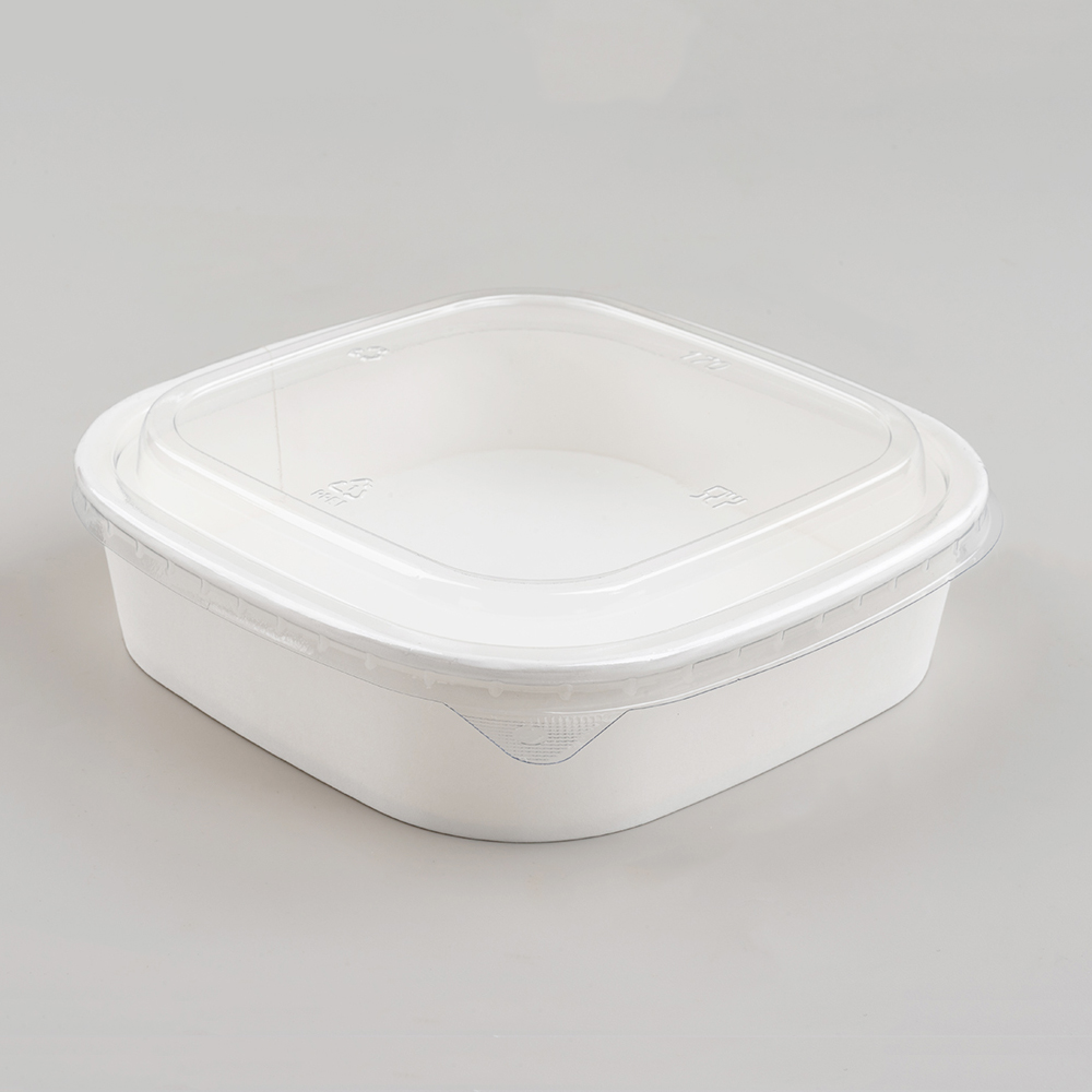 750ml Square White Cardboard Box with PET Lid