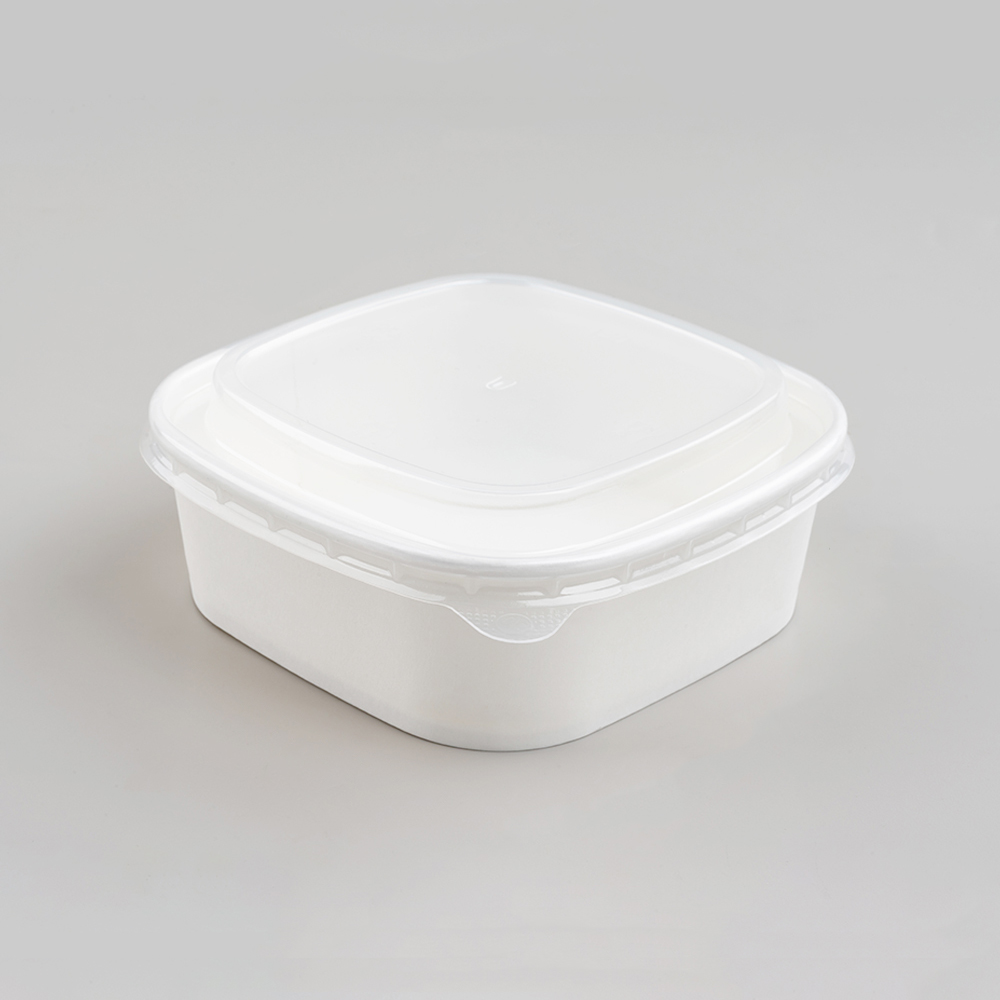 500ml Square White Cardboard Box with PP Lid